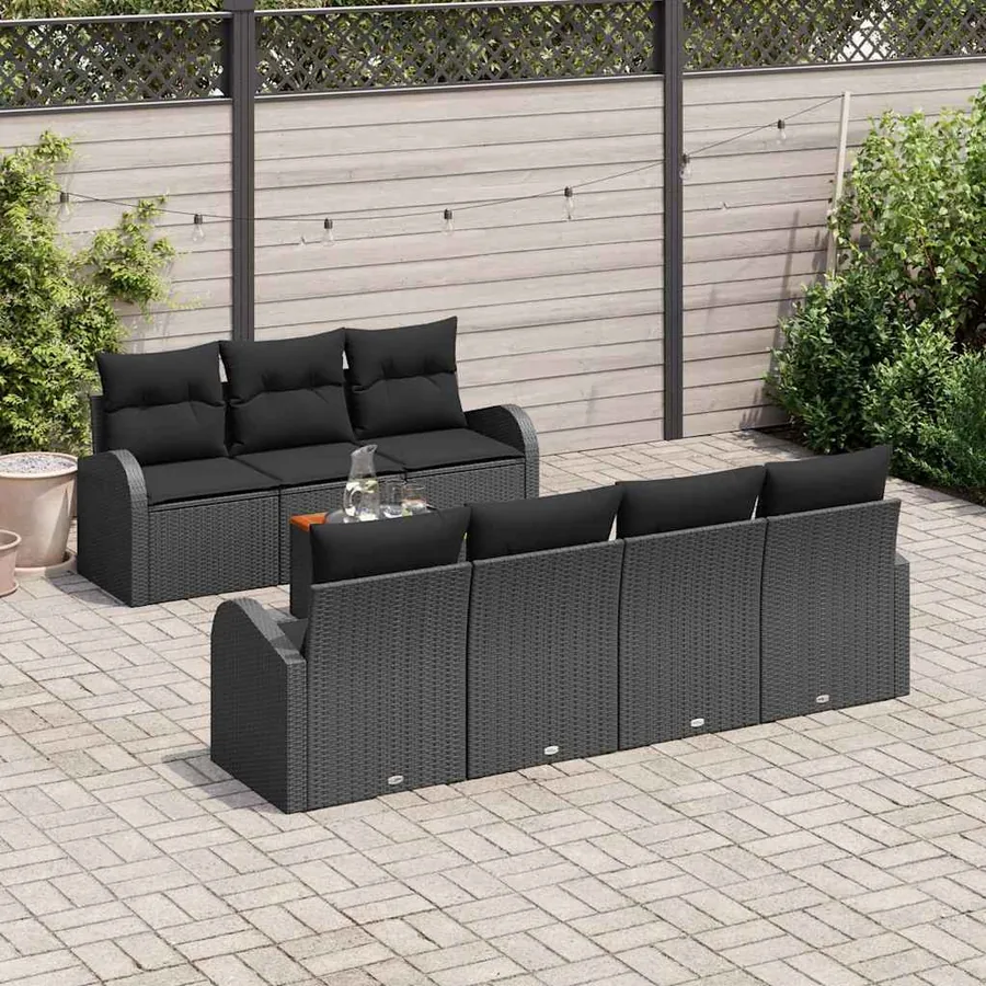 Ensemble de canapé de jardin avec stockage 8 pcs Noir polyrotin - 3