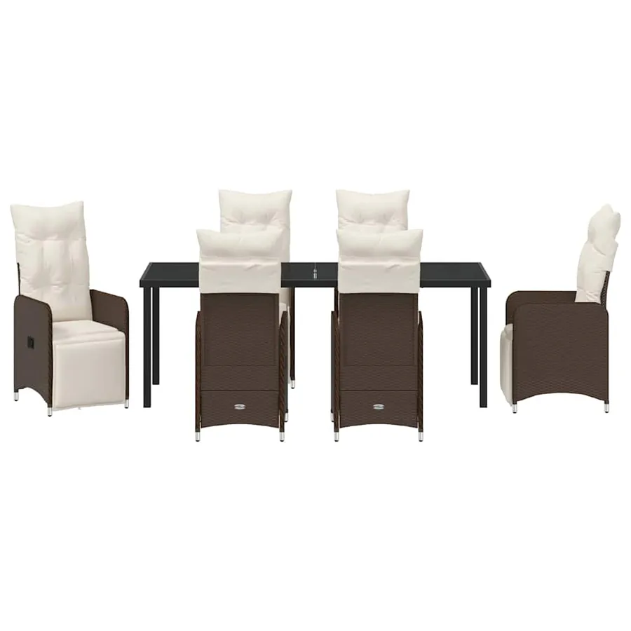 Ensemble de salle à manger pour jardin 7 pcs Marron polyrotin - 7