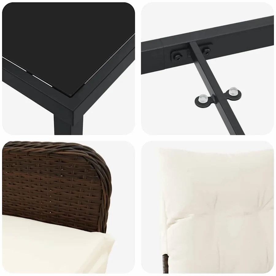Ensemble de salle à manger pour jardin 7 pcs Marron polyrotin - 9