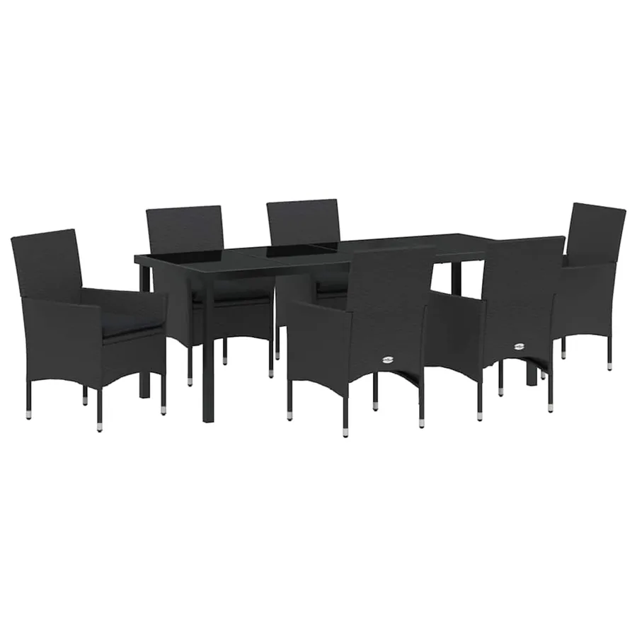 Ensemble de salle à manger pour jardin 7 pcs Noir polyrotin - 2