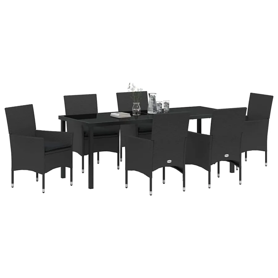 Ensemble de salle à manger pour jardin 7 pcs Noir polyrotin - 3