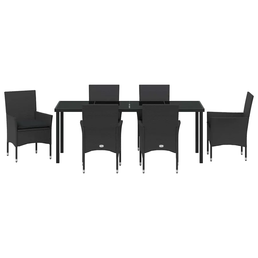 Ensemble de salle à manger pour jardin 7 pcs Noir polyrotin - 7