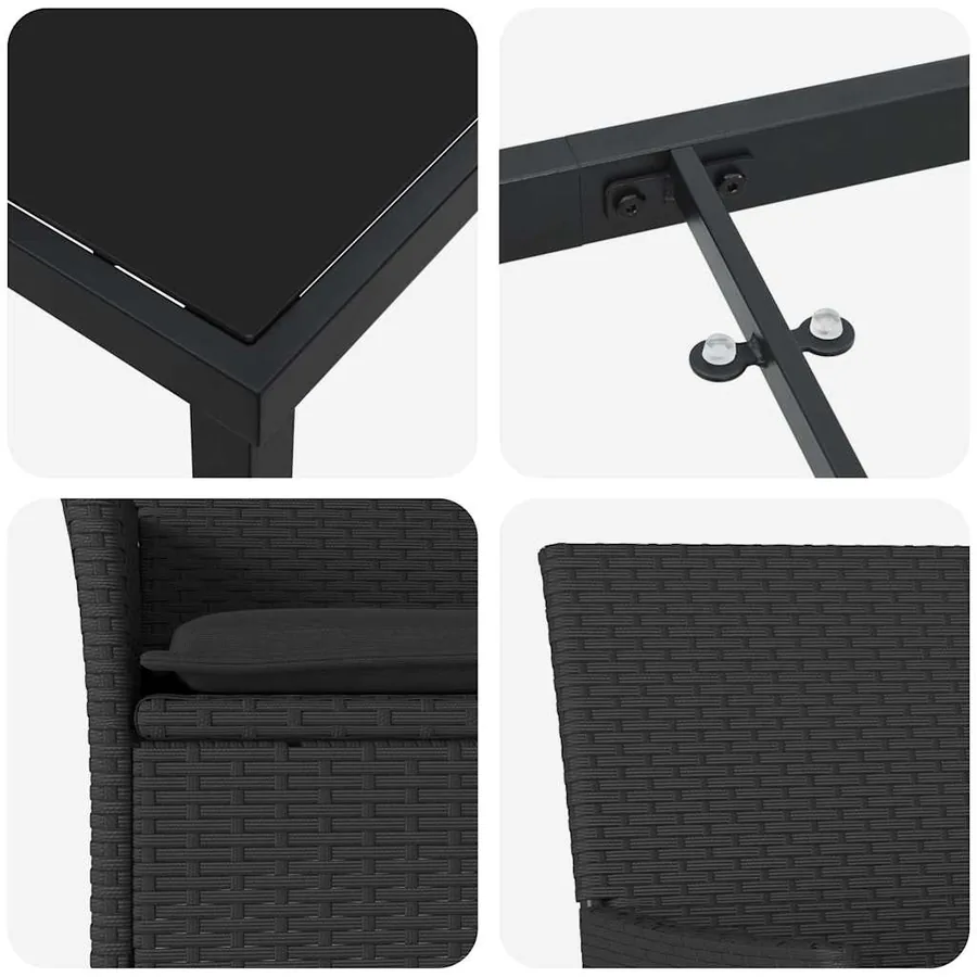 Ensemble de salle à manger pour jardin 7 pcs Noir polyrotin - 9