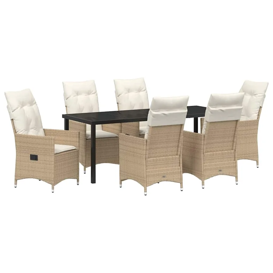 Ensemble de salle à manger pour jardin 7 pcs Beige polyrotin - 2