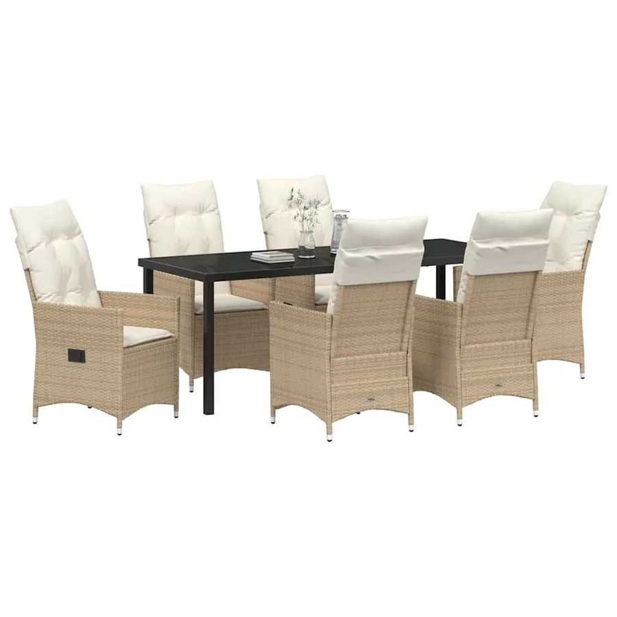 Ensemble de salle à manger pour jardin 7 pcs Beige polyrotin - 3