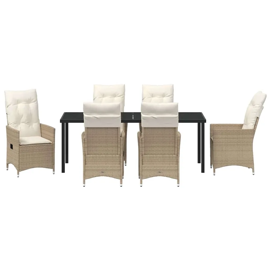 Ensemble de salle à manger pour jardin 7 pcs Beige polyrotin - 7