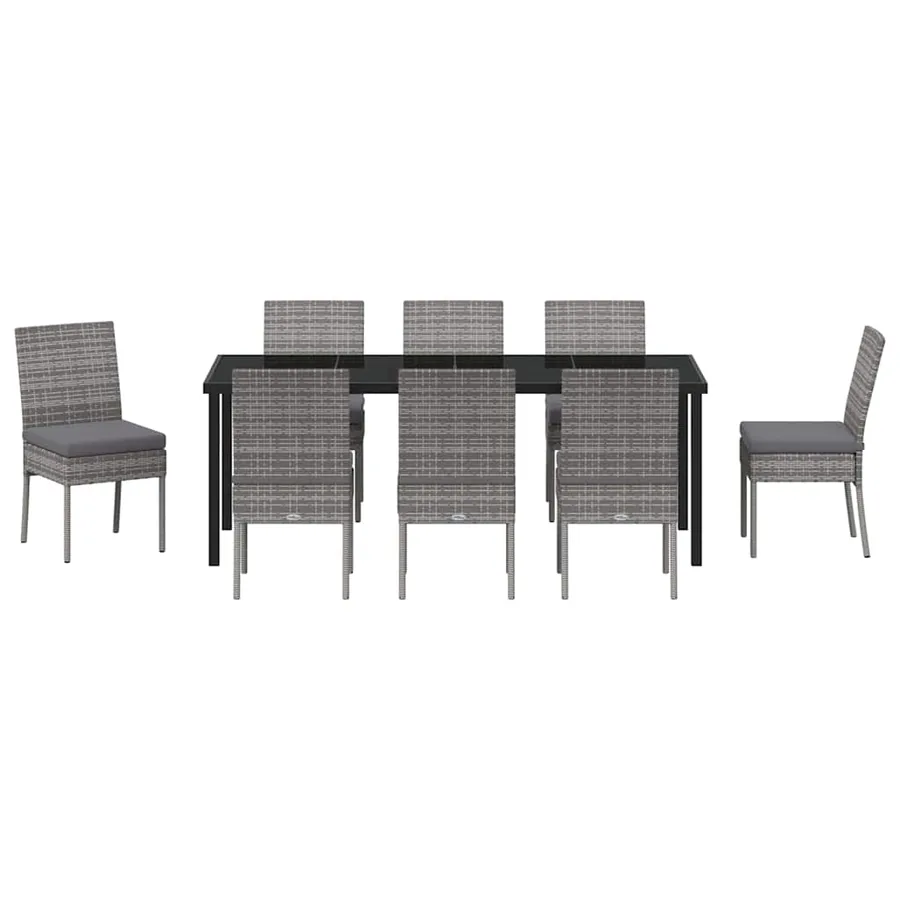 Ensemble de salle à manger pour jardin 9 pcs Gris - 7