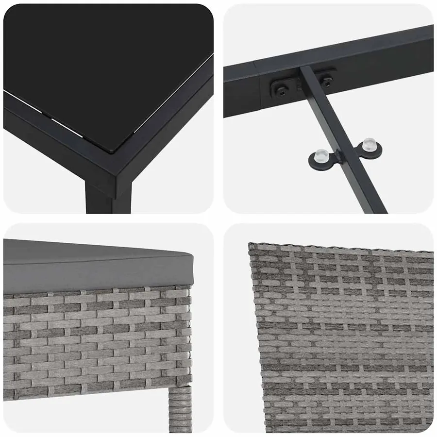 Ensemble de salle à manger pour jardin 9 pcs Gris - 9