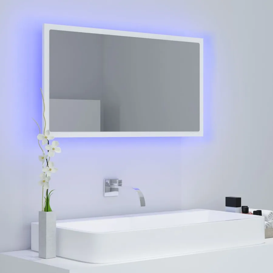 Miroir à LED de salle de bain Blanc 80x8,5x37 cm Acrylique - 3