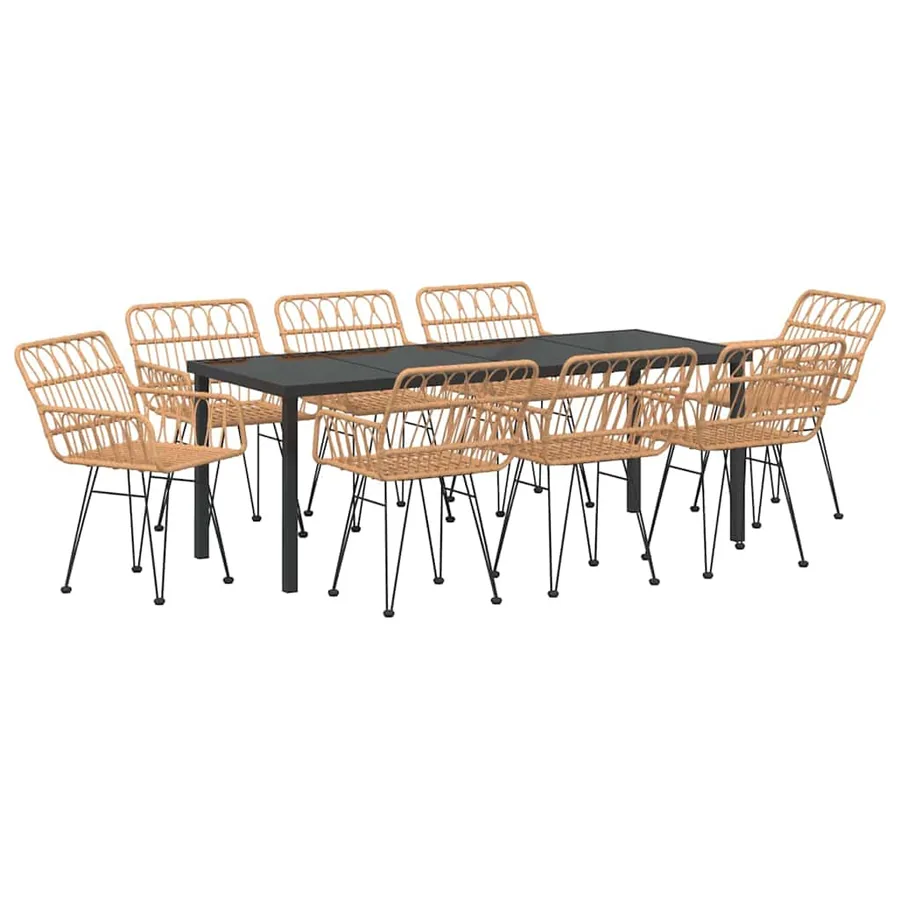 Ensemble de salle à manger pour jardin 9 pcs Marron - 2
