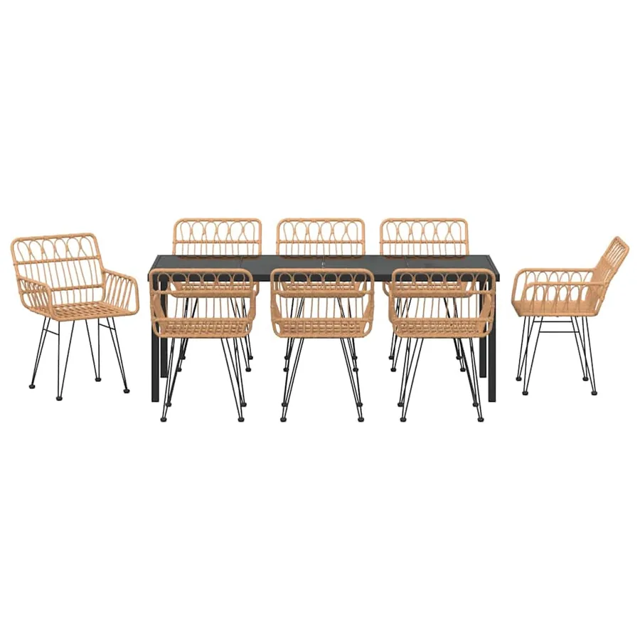 Ensemble de salle à manger pour jardin 9 pcs Marron - 5