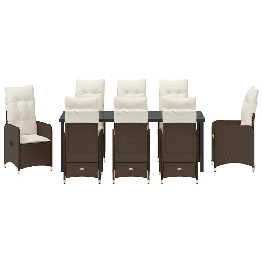 Ensemble de salle à manger pour jardin 9 pcs Marron polyrotin - 7