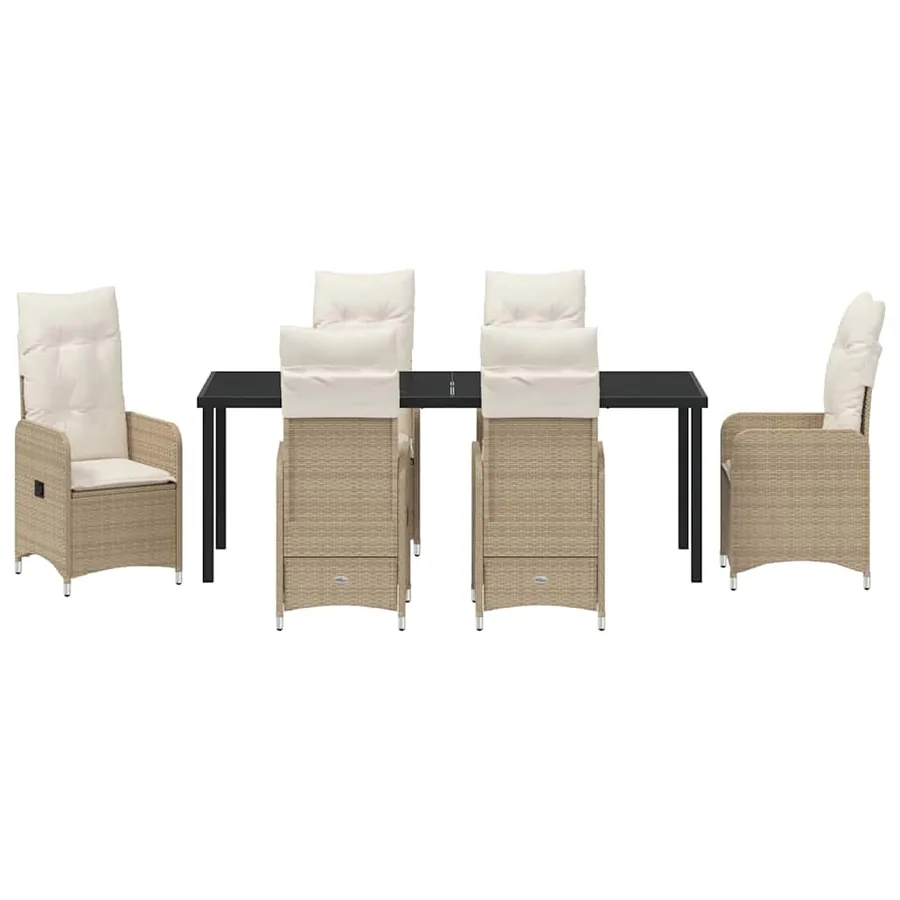 Ensemble de salle à manger pour jardin 7 pcs Beige polyrotin - 7