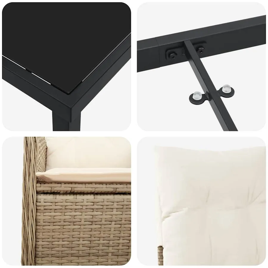 Ensemble de salle à manger pour jardin 7 pcs Beige polyrotin - 9