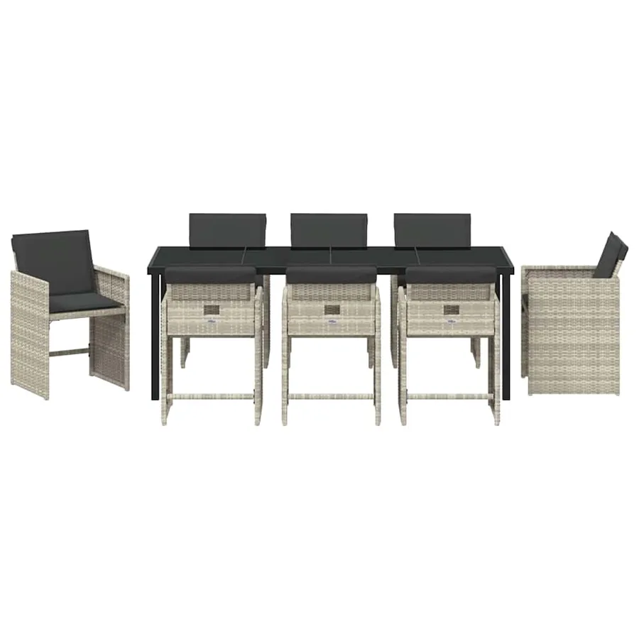 Ensemble de salle à manger pour jardin 9 pcs Gris clair - 7