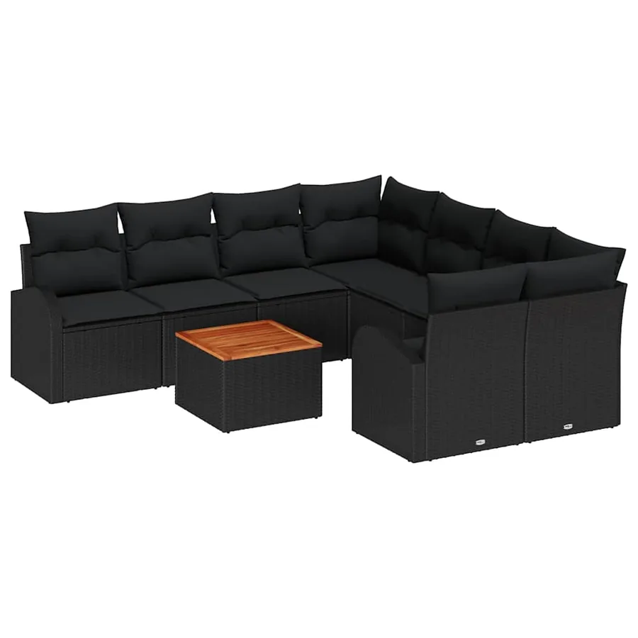 Ensemble de canapé de jardin avec stockage 9 pcs Noir polyrotin - 2