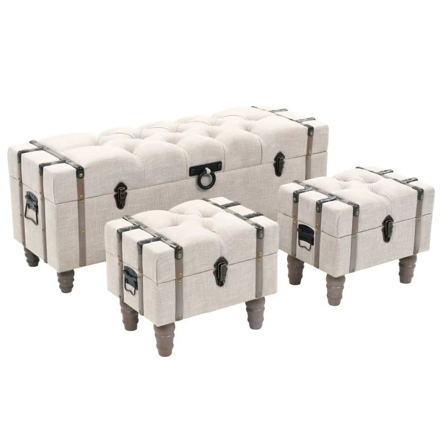 Storage bench set 3 pcs Solid wood and steel