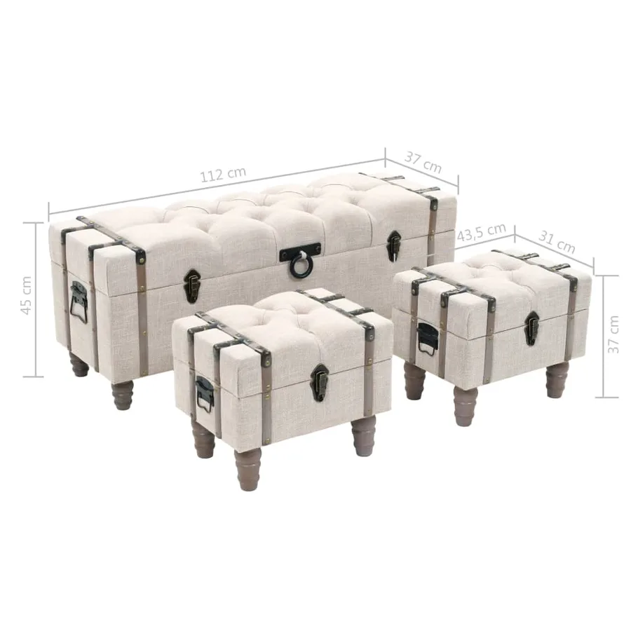Storage bench set 3 pcs Solid wood and steel - 14