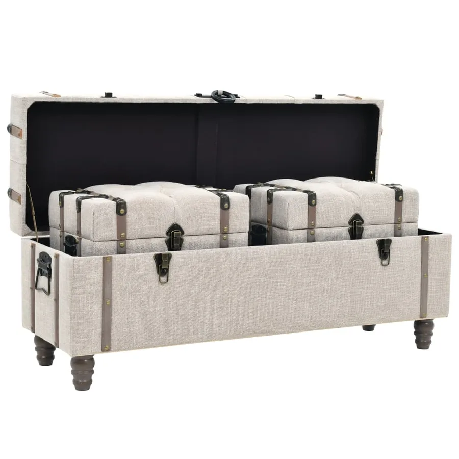 Storage bench set 3 pcs Solid wood and steel - 9