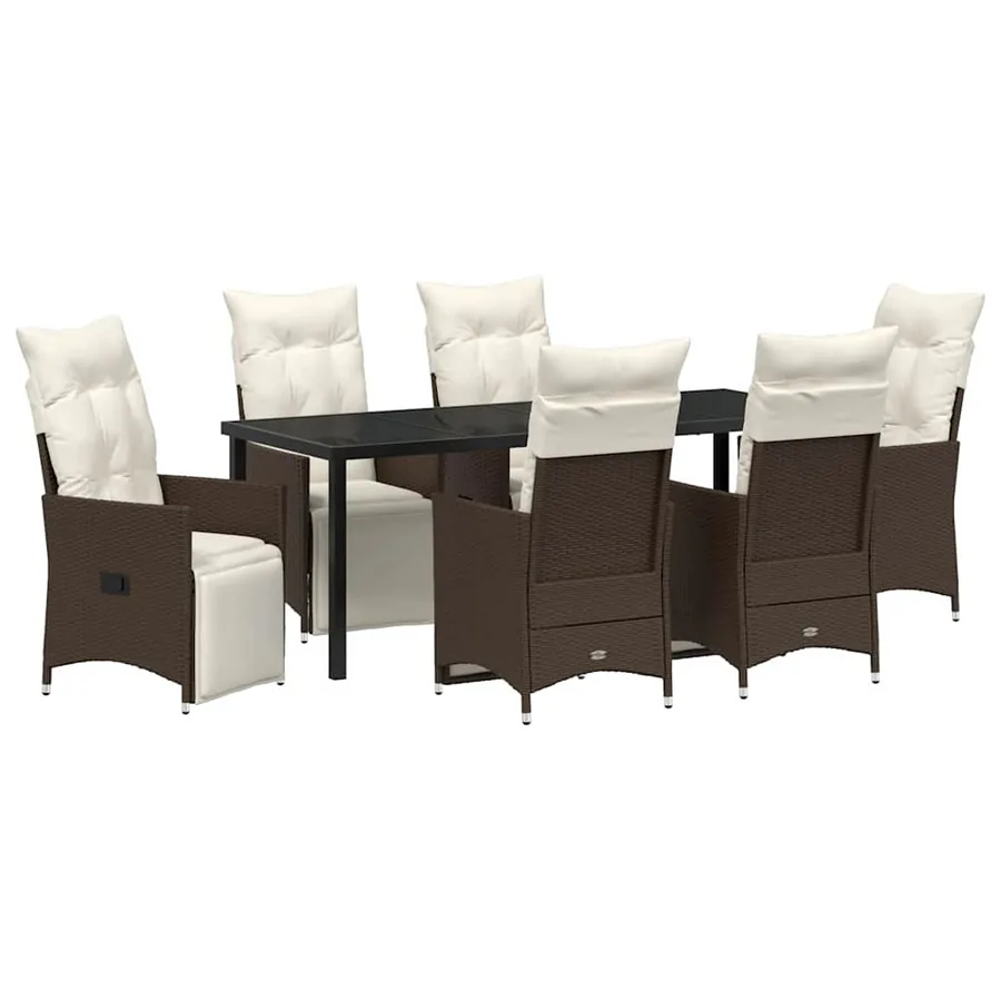 Ensemble de salle à manger pour jardin 7 pcs Marron polyrotin - 2