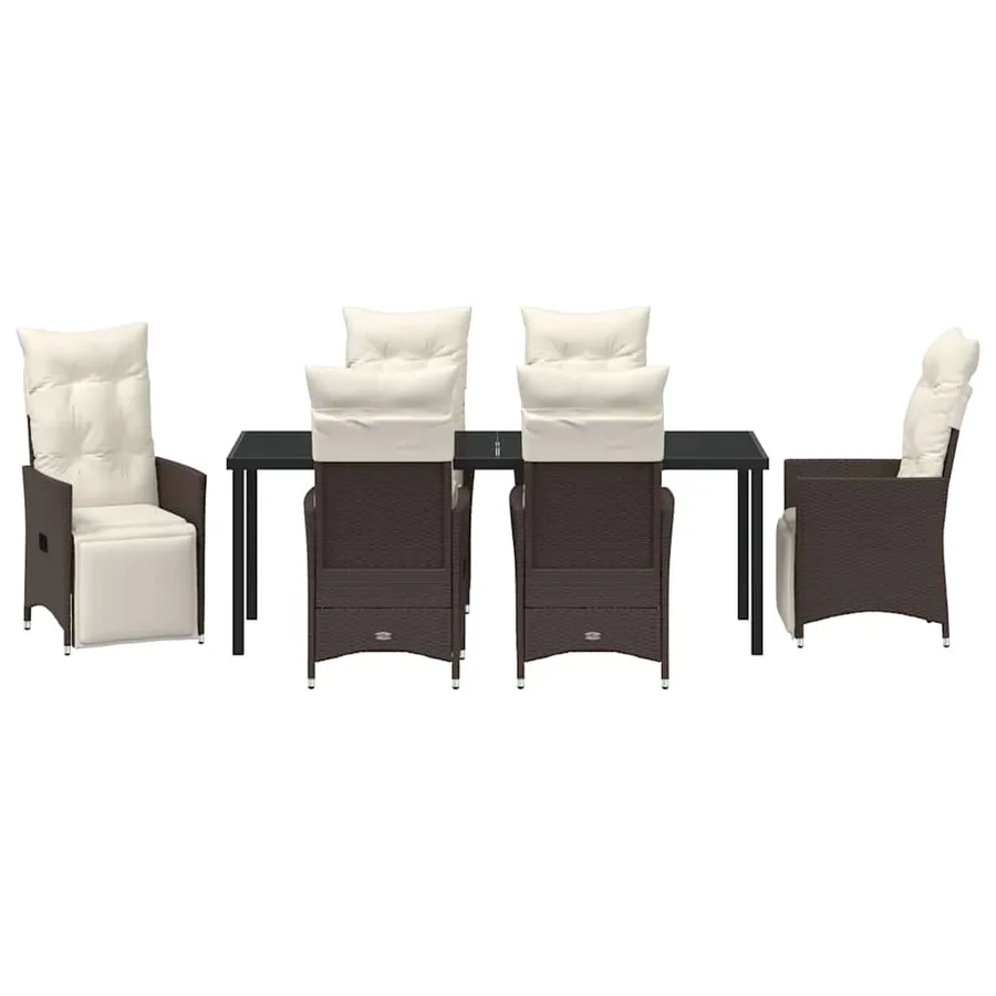 Ensemble de salle à manger pour jardin 7 pcs Marron polyrotin - 7