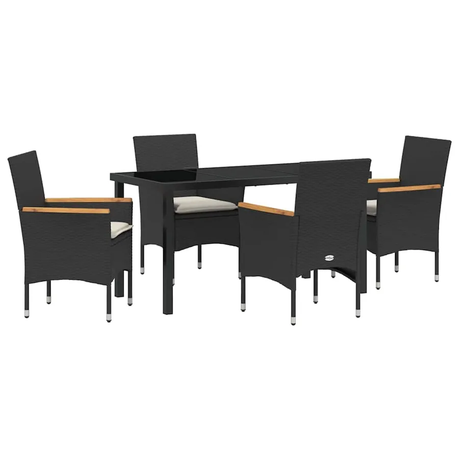 Ensemble de salle à manger pour jardin 5 pcs Noir polyrotin - 2