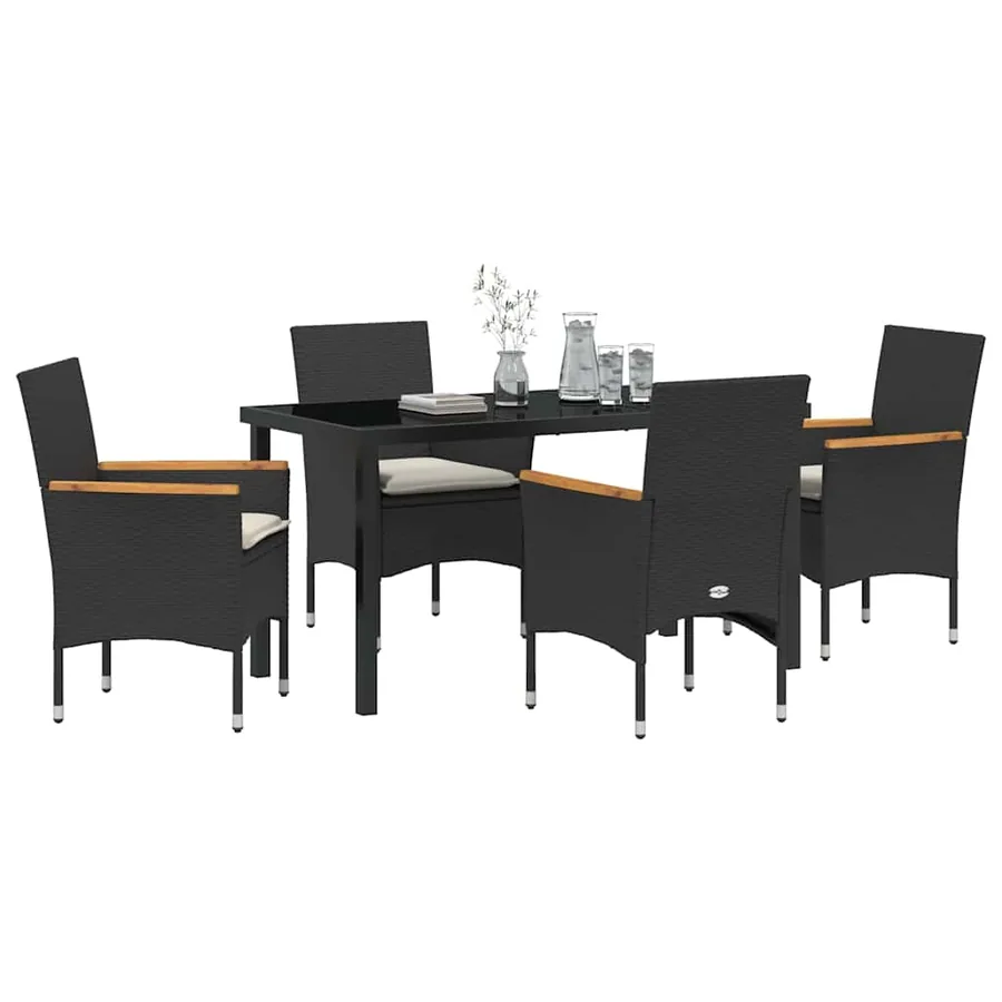 Ensemble de salle à manger pour jardin 5 pcs Noir polyrotin - 3