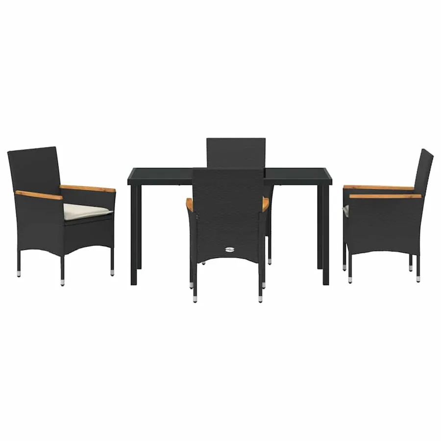 Ensemble de salle à manger pour jardin 5 pcs Noir polyrotin - 7