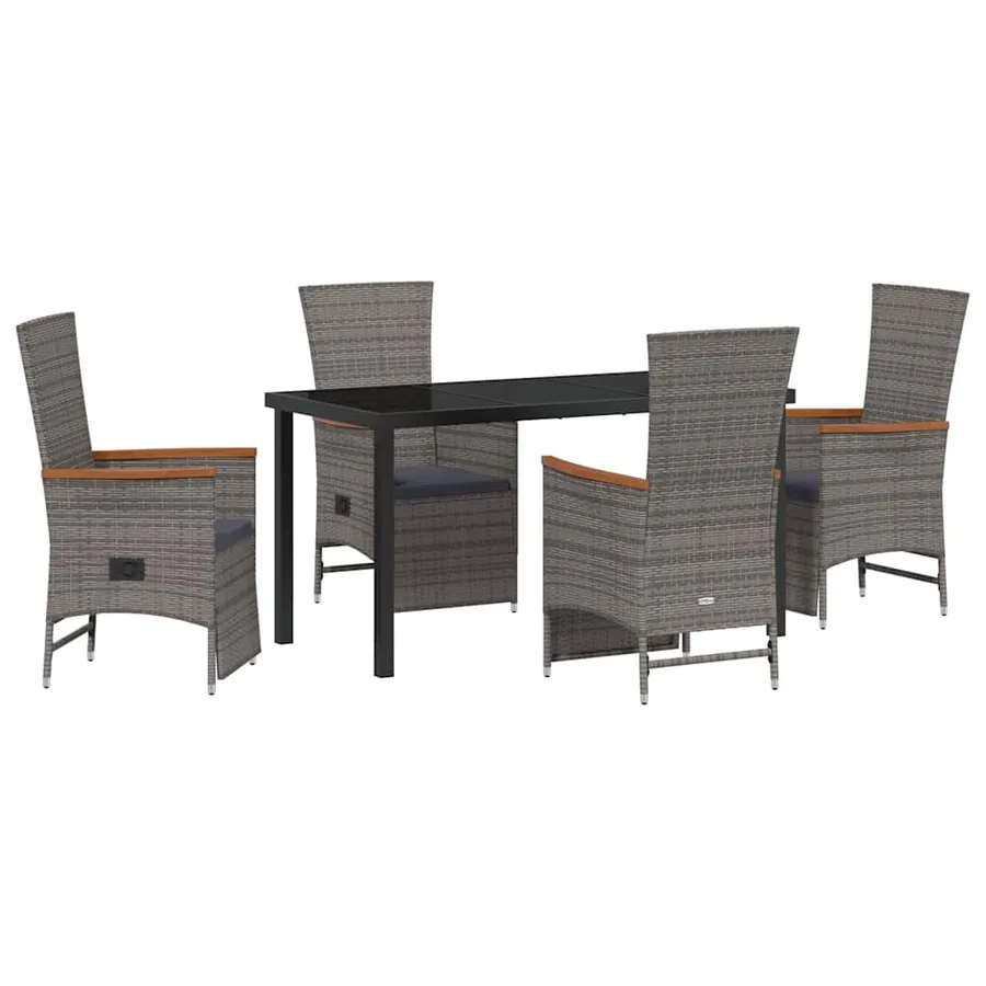 Ensemble de salle à manger pour jardin 5 pcs Gris polyrotin - 2