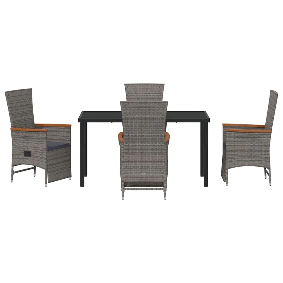 Ensemble de salle à manger pour jardin 5 pcs Gris polyrotin - 7