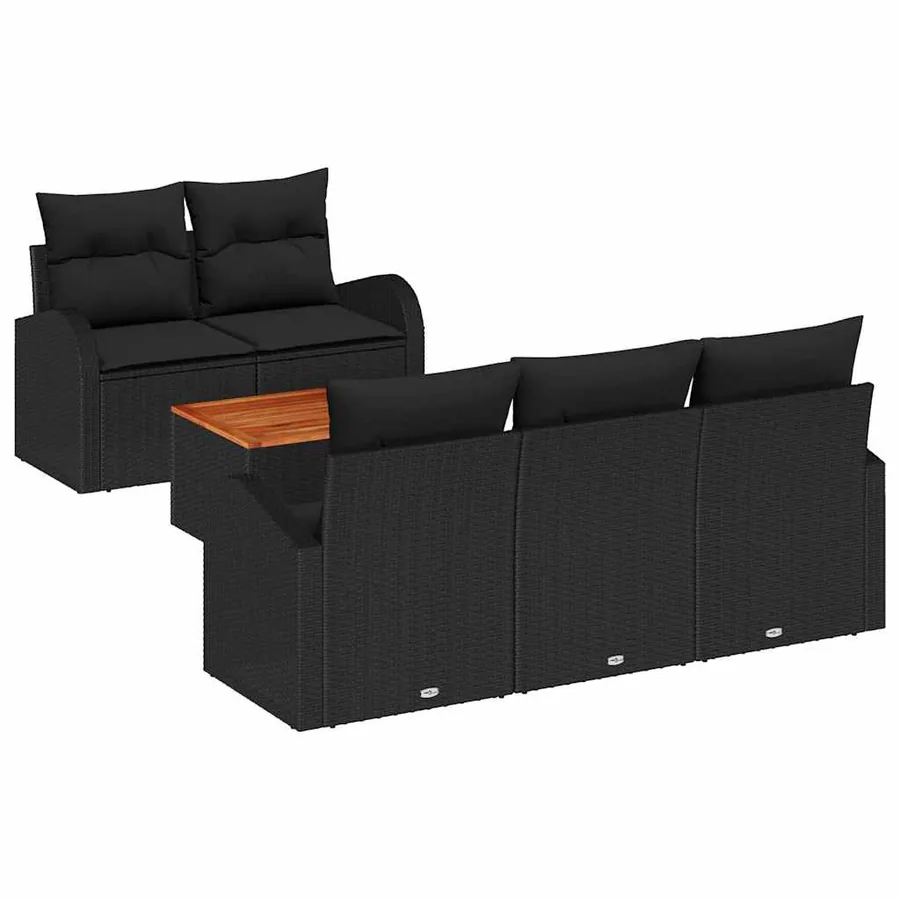 Ensemble de canapé de jardin avec stockage 6 pcs Noir polyrotin - 2