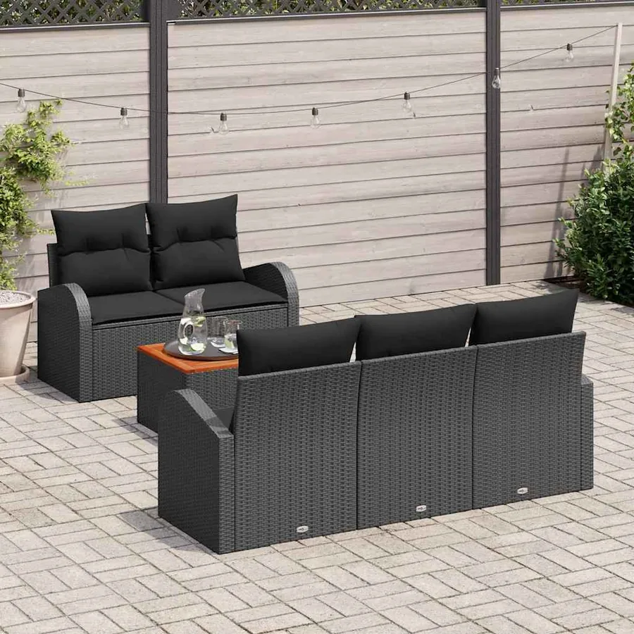 Ensemble de canapé de jardin avec stockage 6 pcs Noir polyrotin - 3