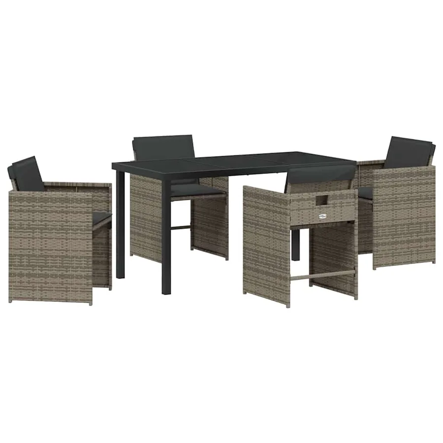 Ensemble de salle à manger pour jardin 5 pcs Gris polyrotin - 2