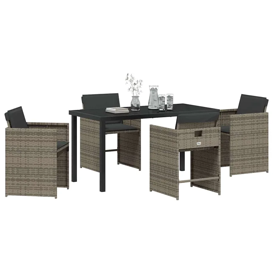 Ensemble de salle à manger pour jardin 5 pcs Gris polyrotin - 3