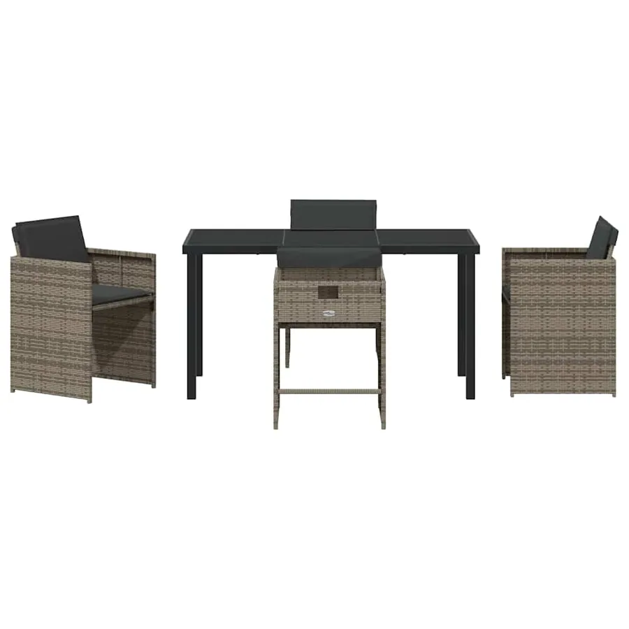 Ensemble de salle à manger pour jardin 5 pcs Gris polyrotin - 7