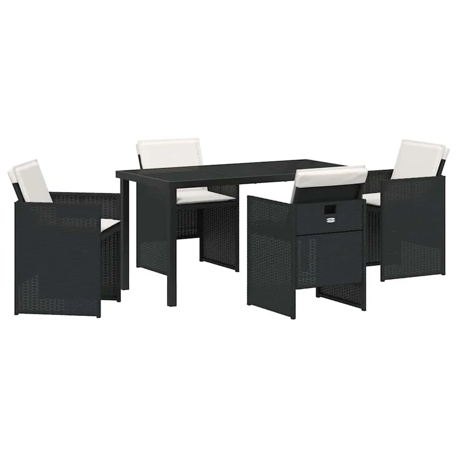 Ensemble de salle à manger pour jardin 5 pcs Noir polyrotin - 2