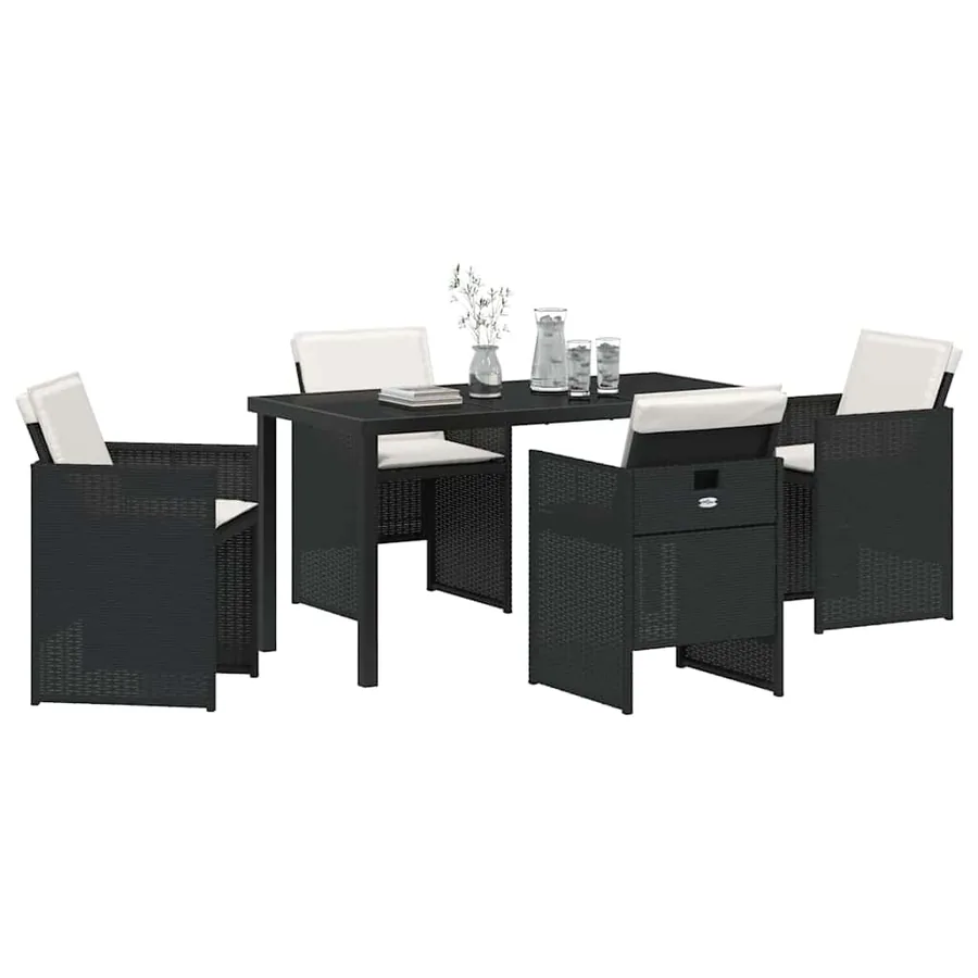 Ensemble de salle à manger pour jardin 5 pcs Noir polyrotin - 3