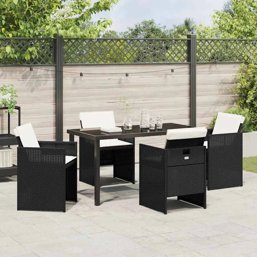 Ensemble de salle à manger pour jardin 5 pcs Noir polyrotin - 4