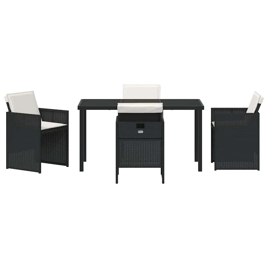 Ensemble de salle à manger pour jardin 5 pcs Noir polyrotin - 7