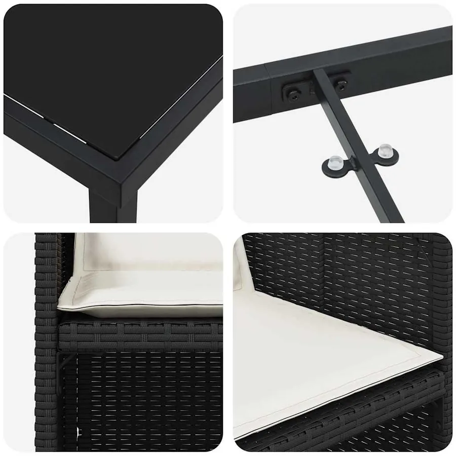 Ensemble de salle à manger pour jardin 5 pcs Noir polyrotin - 9