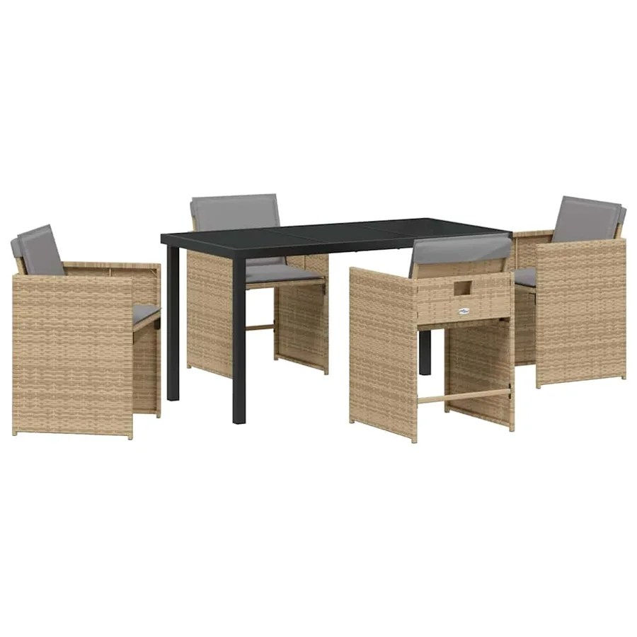 Ensemble de salle à manger pour jardin 5 pcs Beige polyrotin - 2
