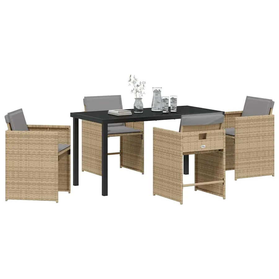Ensemble de salle à manger pour jardin 5 pcs Beige polyrotin - 3