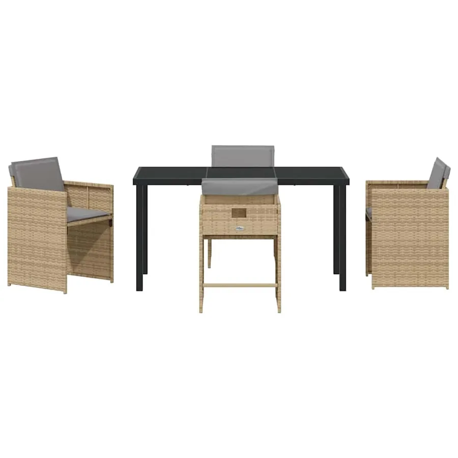 Ensemble de salle à manger pour jardin 5 pcs Beige polyrotin - 7