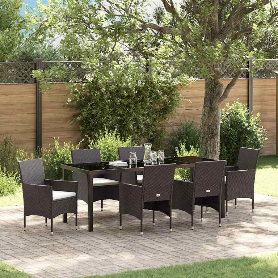 Ensemble de salle à manger pour jardin 7 pcs Marron polyrotin