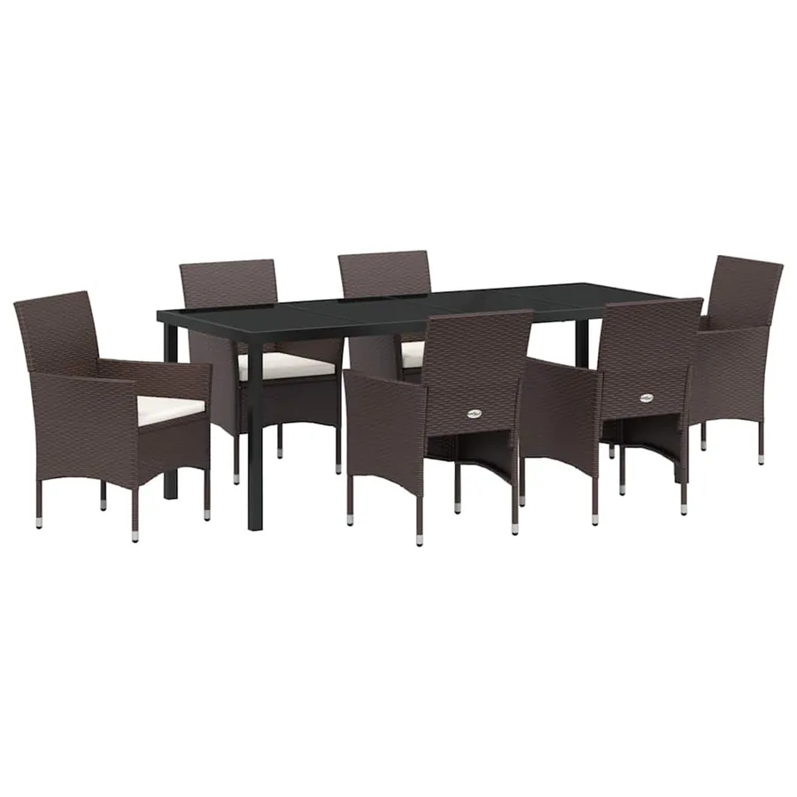 Ensemble de salle à manger pour jardin 7 pcs Marron polyrotin - 2