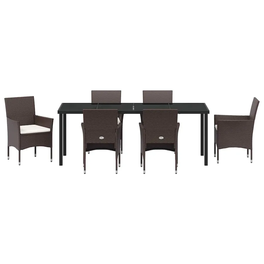 Ensemble de salle à manger pour jardin 7 pcs Marron polyrotin - 7