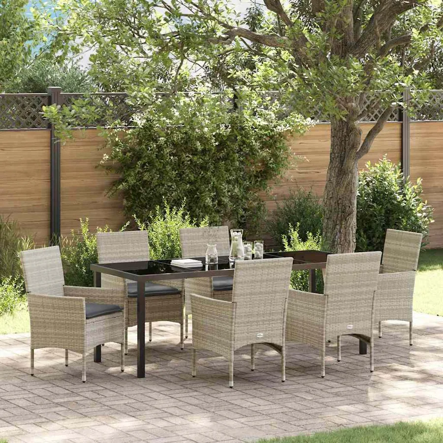 Ensemble de salle à manger pour jardin 7 pcs Gris clair