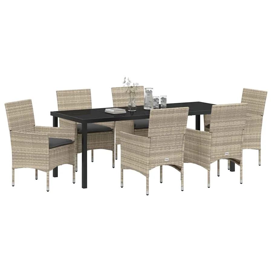 Ensemble de salle à manger pour jardin 7 pcs Gris clair - 3