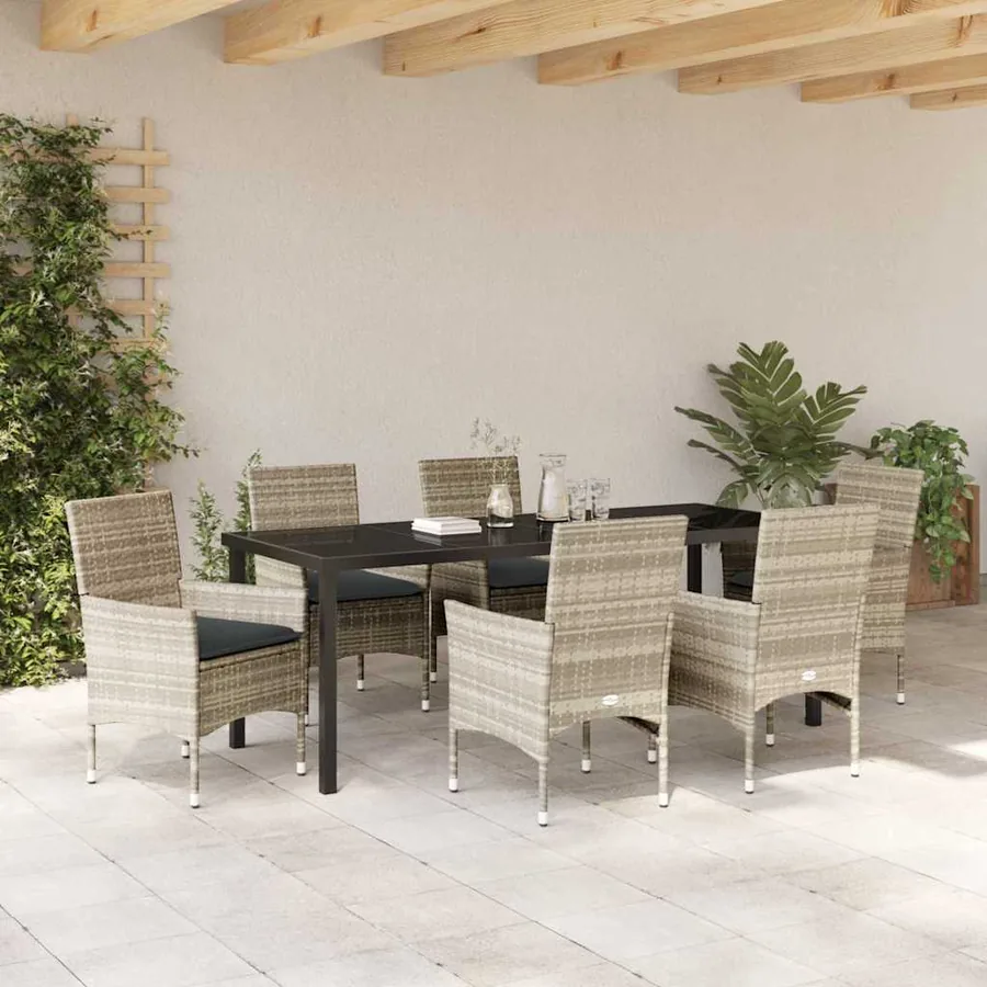 Ensemble de salle à manger pour jardin 7 pcs Gris clair - 4