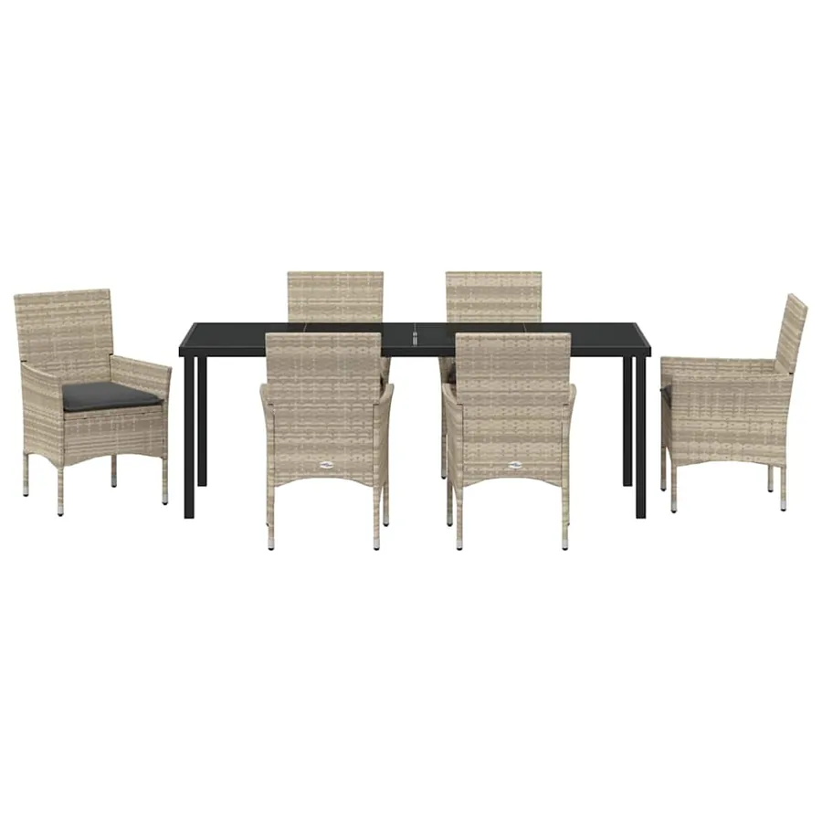 Ensemble de salle à manger pour jardin 7 pcs Gris clair - 7